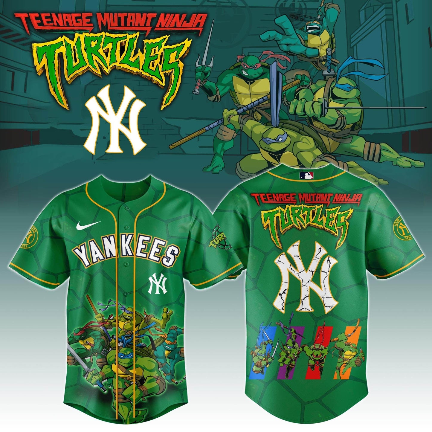 . NYY x Ninja Turtles Night Game Limited Edition Printed Jersey2025