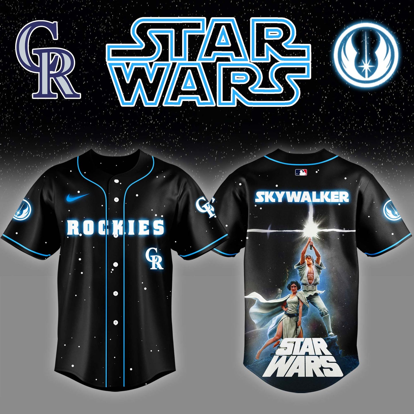 COL x Stars Wars Luke Skywalker Game Night Baseball Jersey Editions Limited v4 - Printed