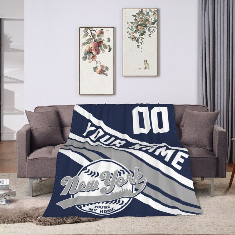 Custom Baseball New York Fleece Throw Blanket With Name Number for Fans Gifts1