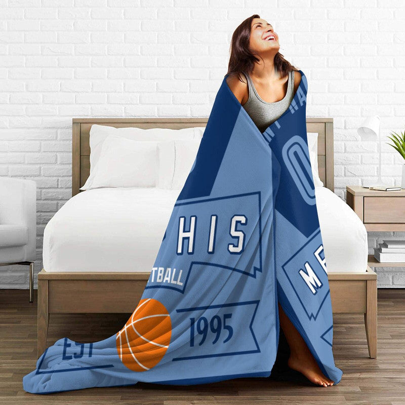 Custom Basketball Memphis Fleece Throw Blanket With Name Number for Fans Gifts