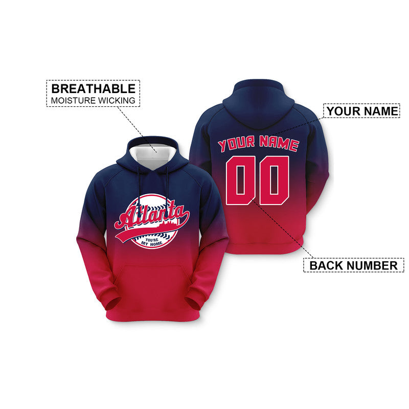 Custom Sports Pullover Sweatshirt Baseball City Atlanta You're My Home Split Fashion Hoodie