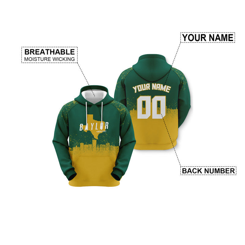 Custom Sports Pullover Sweatshirt Colleage Basketball Graffiti Map Baylor Fashion Hoodie