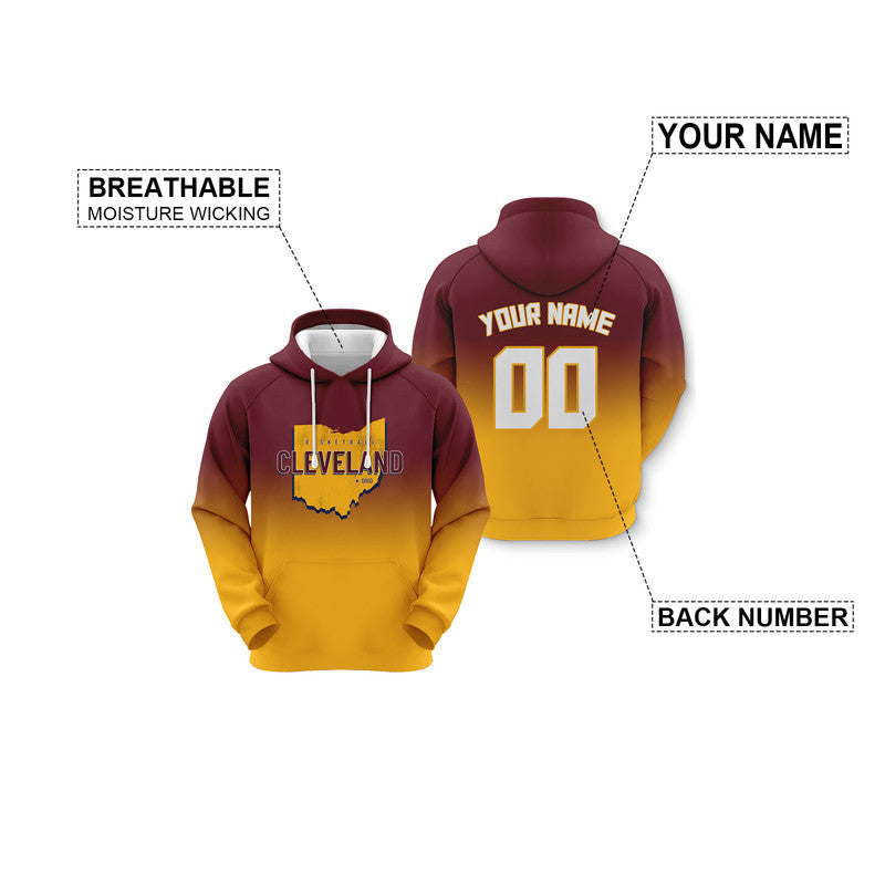 Custom Sports Pullover Sweatshirt Basketball Split State Map Chicago Fashion Hoodie