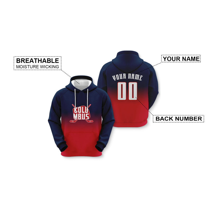 Custom Sports Pullover Sweatshirt Hockey Split Map Columbus Fashion Hoodie