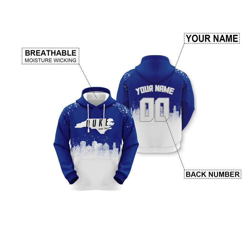 Custom Sports Pullover Sweatshirt Colleage Basketball Graffiti Map Duke Fashion Hoodie