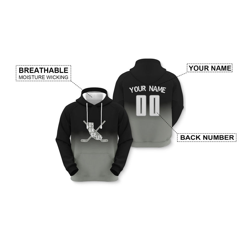 Custom Sports Pullover Sweatshirt Hockey Split Map Los Angeles Fashion Hoodie