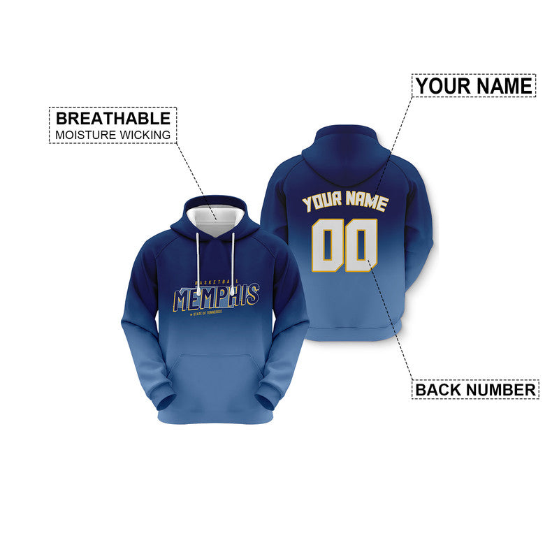 Custom Sports Pullover Sweatshirt Basketball Split State Map Memphis Fashion Hoodie