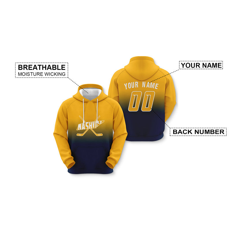 Custom Sports Pullover Sweatshirt Hockey Split Map Nashville Fashion Hoodie
