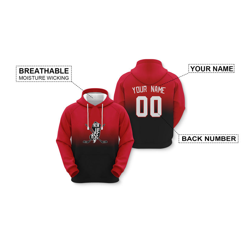 Custom Sports Pullover Sweatshirt Hockey Split Map New Jersey Fashion Hoodie