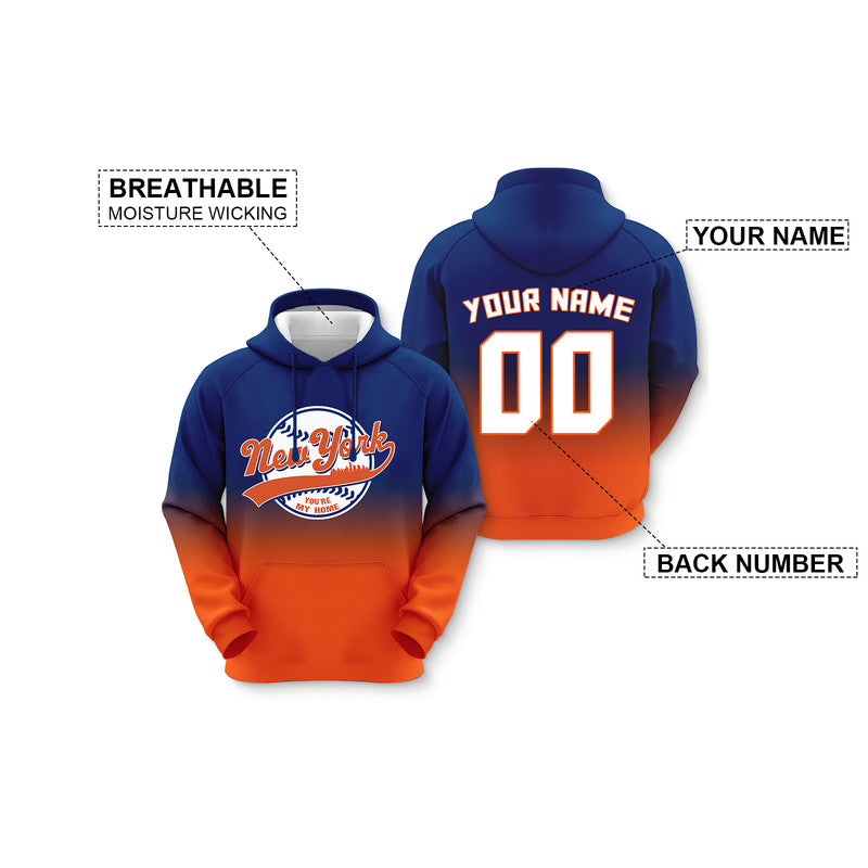 Custom Sports Pullover Sweatshirt Baseball City New York You're My Home Split Fashion Hoodie
