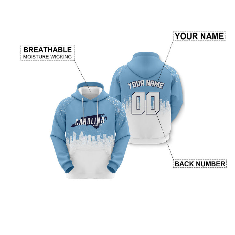 Custom Sports Pullover Sweatshirt Colleage Basketball Graffiti Map North Carolina Fashion Hoodie