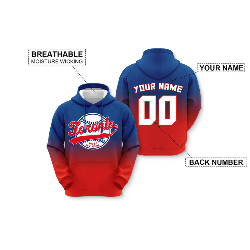 Custom Sports Pullover Sweatshirt Baseball City Toronto You're My Home Split Fashion Hoodie