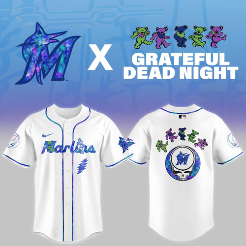 Marlins 2025 Grateful Dead Night Limited Edition Baseball Jersey MLBGD25