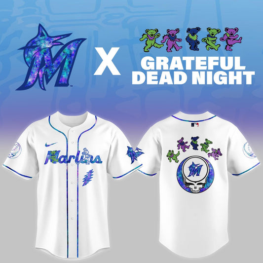 Marlins 2025 Grateful Dead Night Limited Edition Baseball Jersey MLBGD25