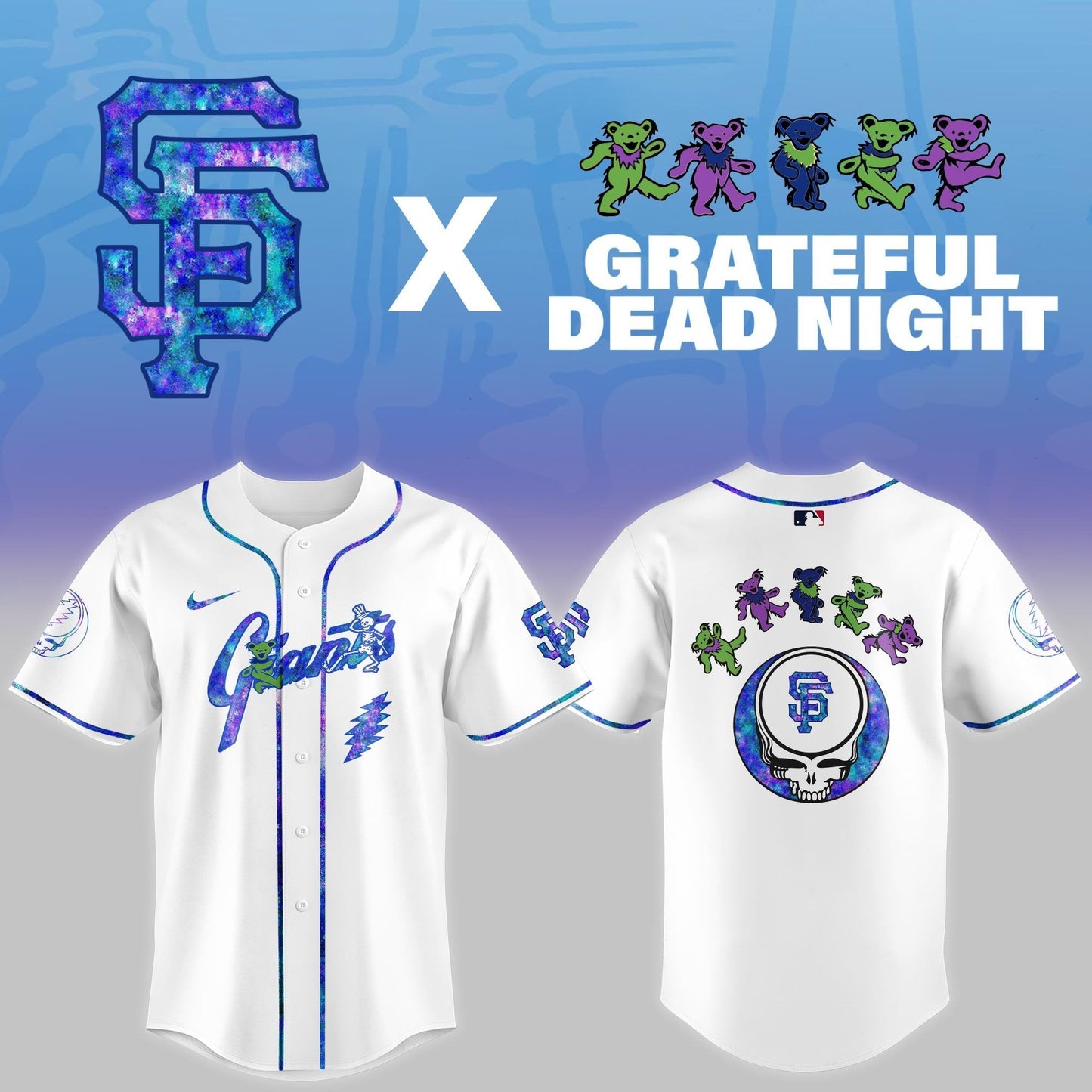 Giants 2025 Grateful Dead Night Limited Edition Baseball Jersey MLBGD27