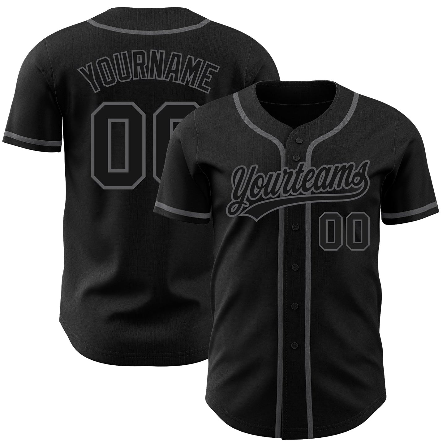 Custom Black Black-Steel Gray Baseball Jersey