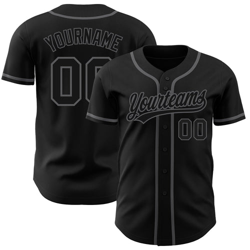 Custom Black Black-Steel Gray Baseball Jersey