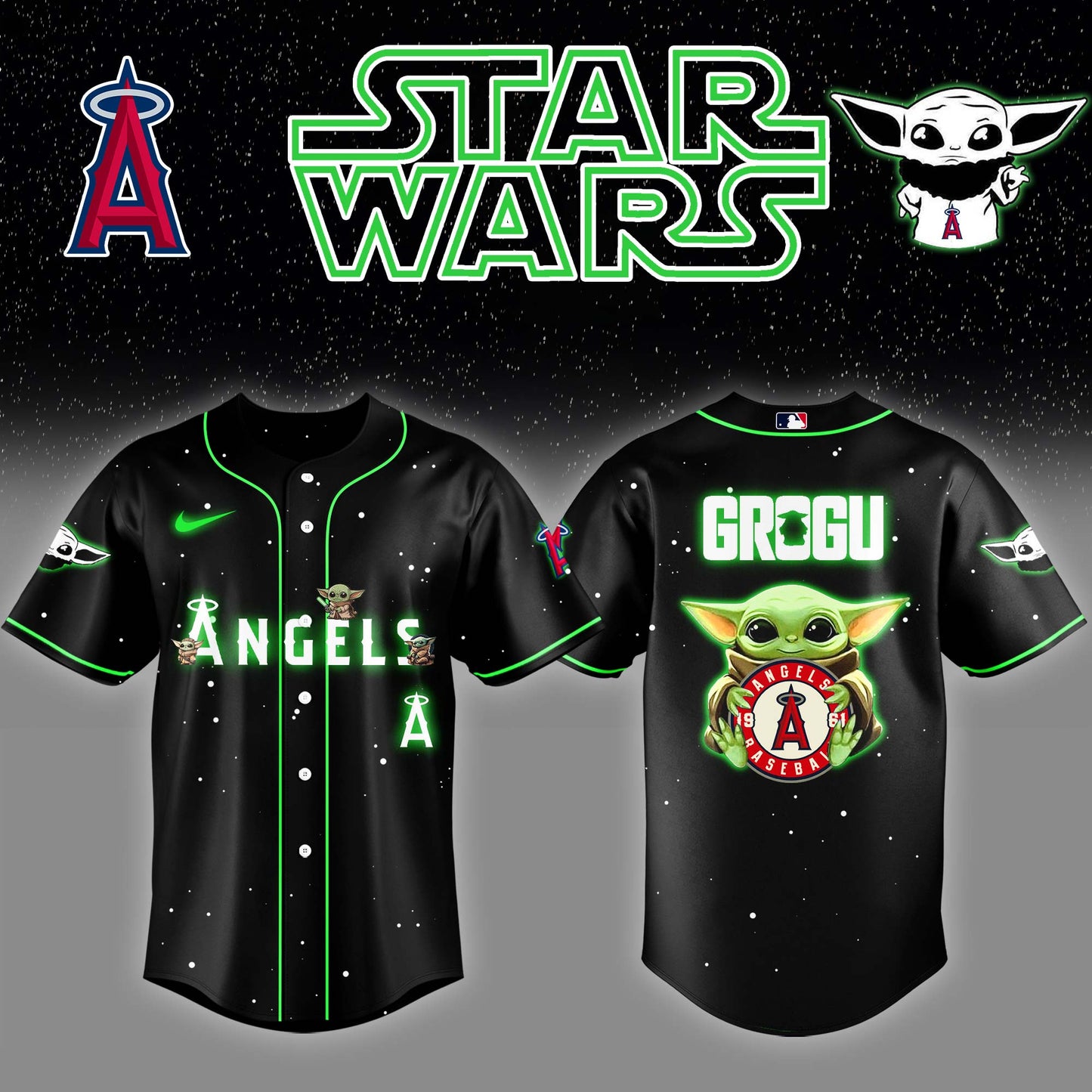 LAA x Stars Grogu Vader Night Baseball Jersey Editions Limited v3 - Printed