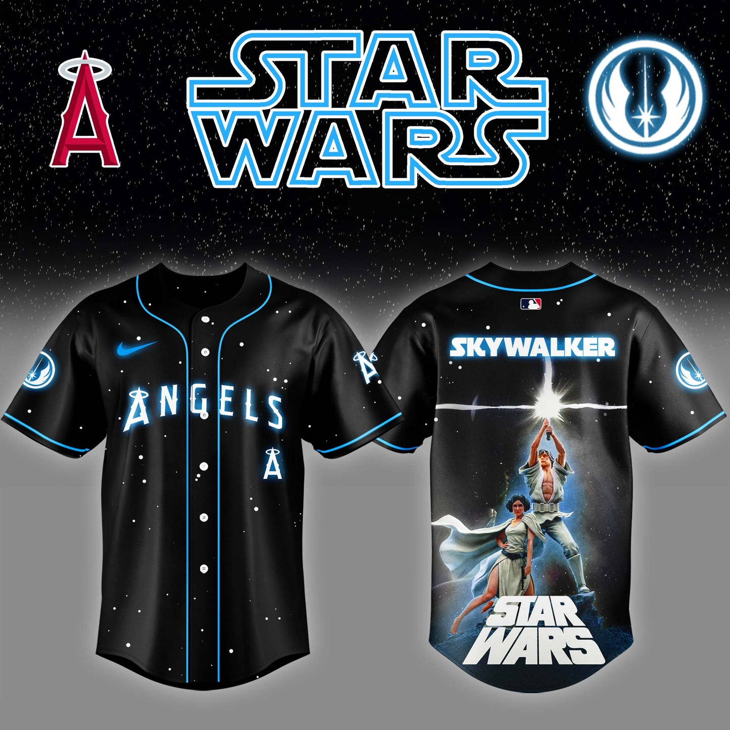 LAA x Stars Luke Skywalker Game Night Baseball Jersey Editions Limited v4 - Printed