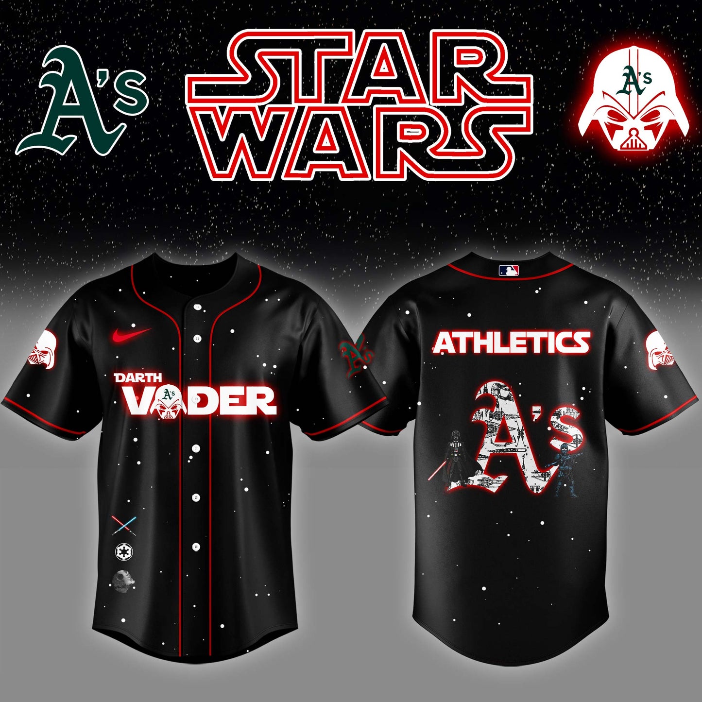 Athletics x Stars Wars Darth Vader Night Baseball Jersey Editions Limited v2 - Printed
