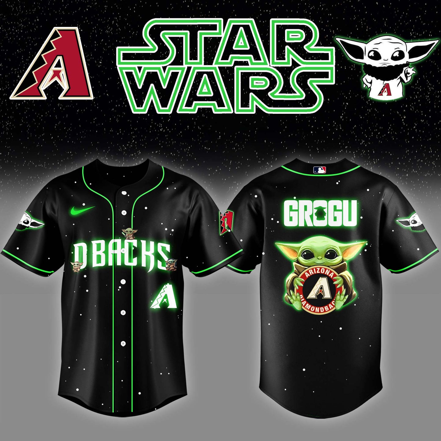 ARI x Stars Wars Grogu Night Baseball Jersey Editions Limited v3 - Printed