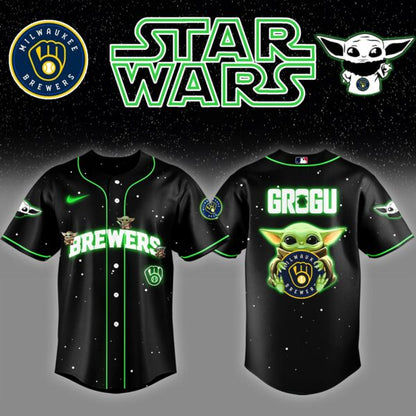 MIL x Stars Wars Grogu Night Baseball Jersey Editions Limited v3 - Printed