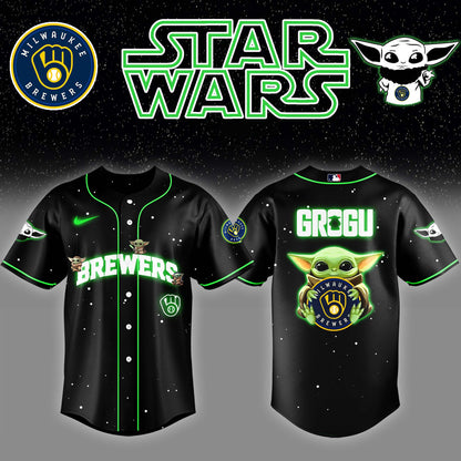 MIL x Stars Wars Grogu Night Baseball Jersey Editions Limited v3 - Printed