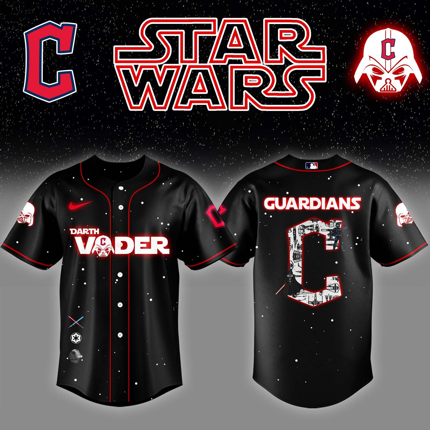 CLE x Stars Wars Darth Vader Night Baseball Jersey Editions Limited v2 - Printed