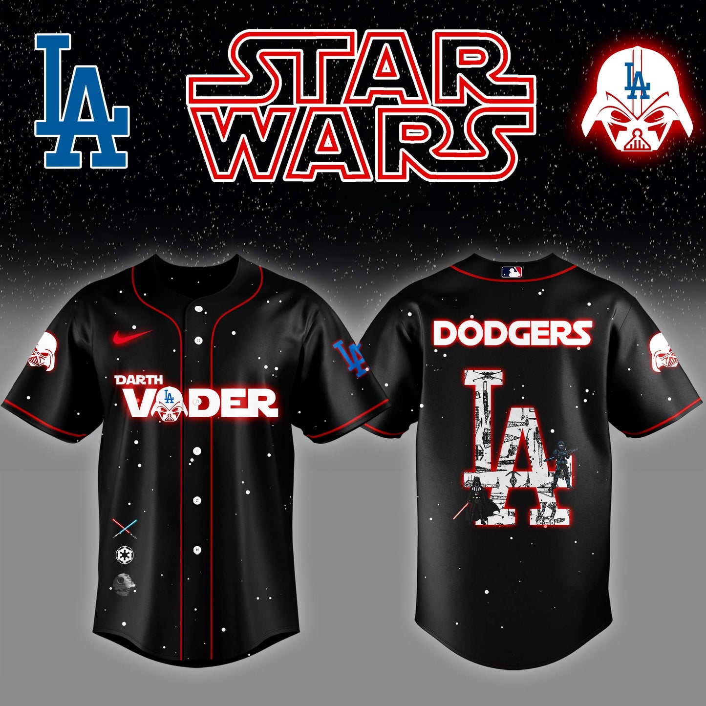 LAD x Stars Wars Darth Vader Night Baseball Jersey Editions Limited v2 - Printed