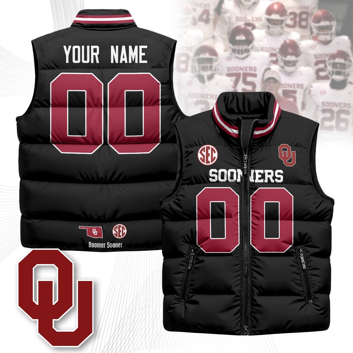 OU Unisex Puffer Vest