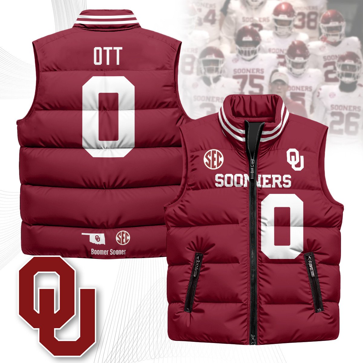 OU Unisex Puffer Vest