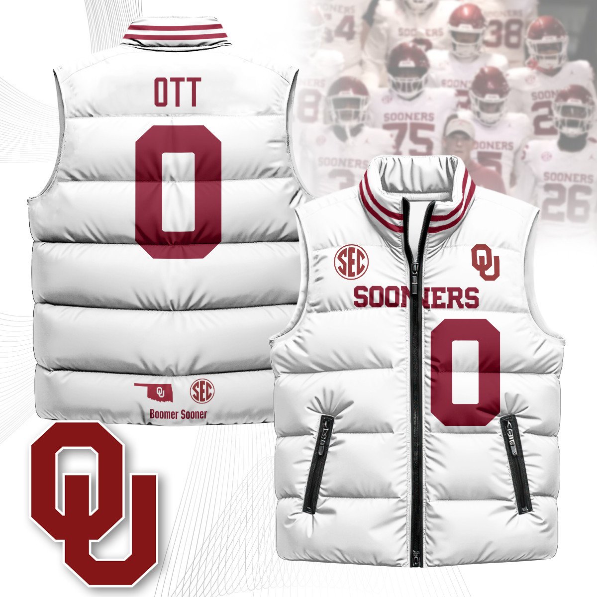 OU Unisex Puffer Vest