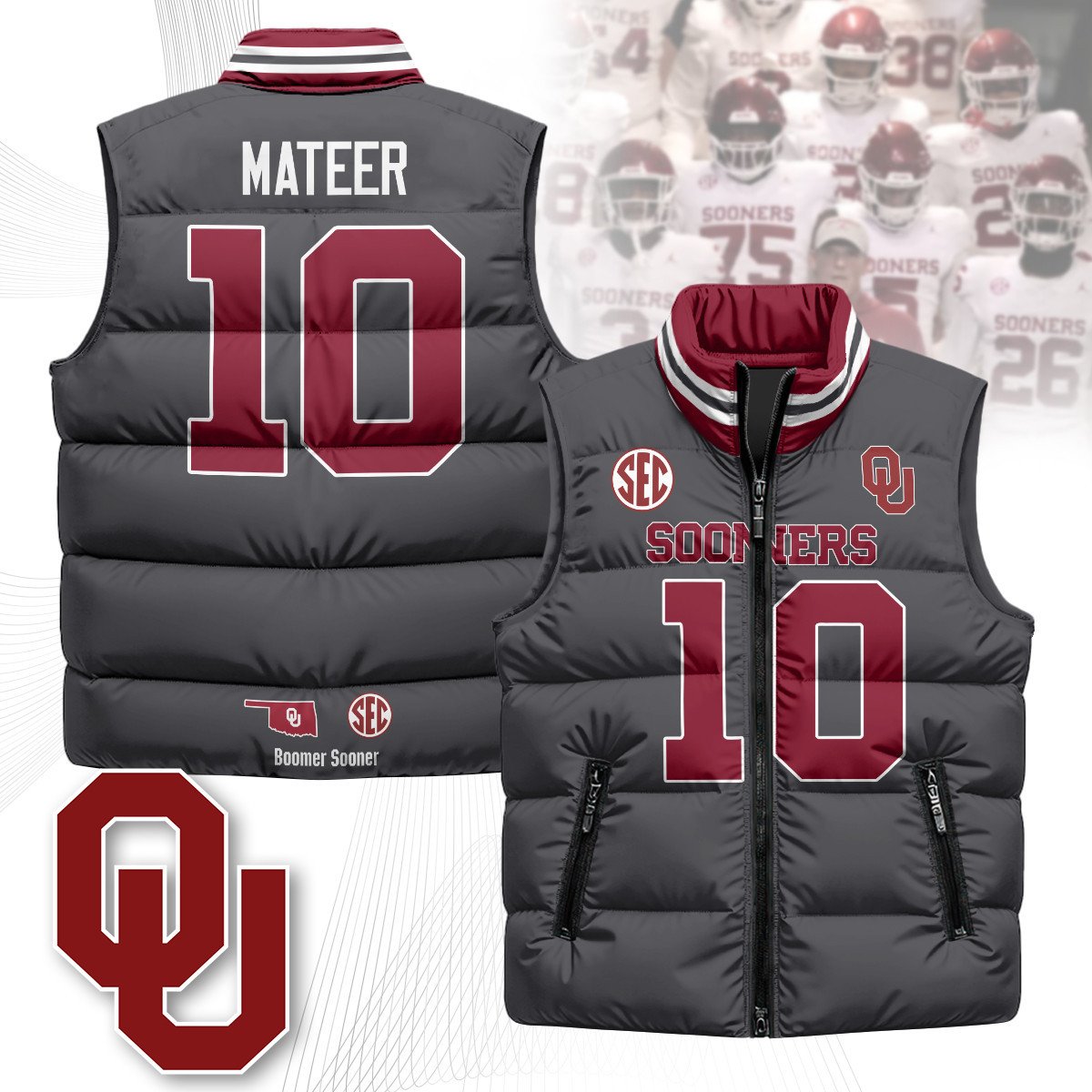 OU Unisex Puffer Vest