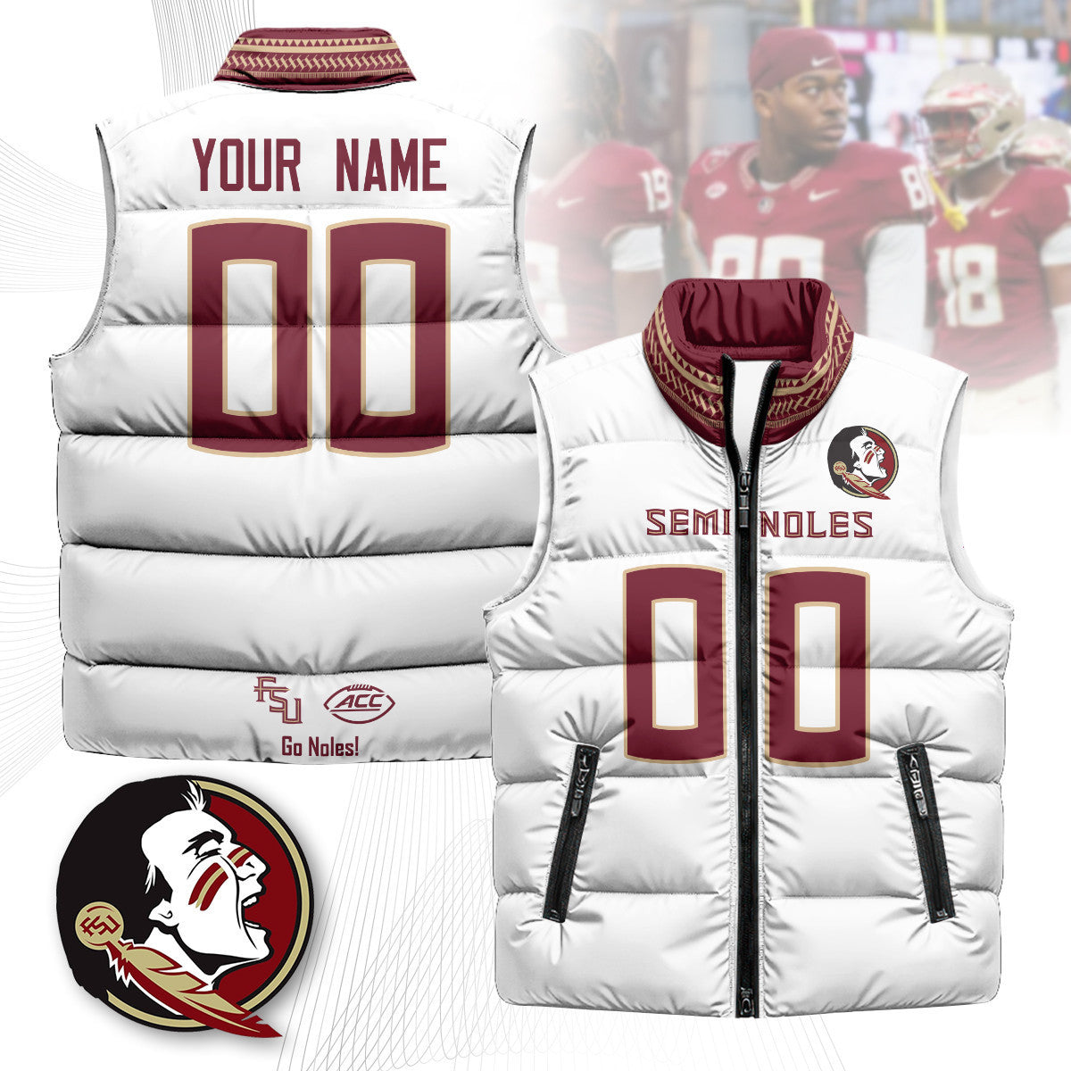 Custom FSU Unisex Puffer Vest