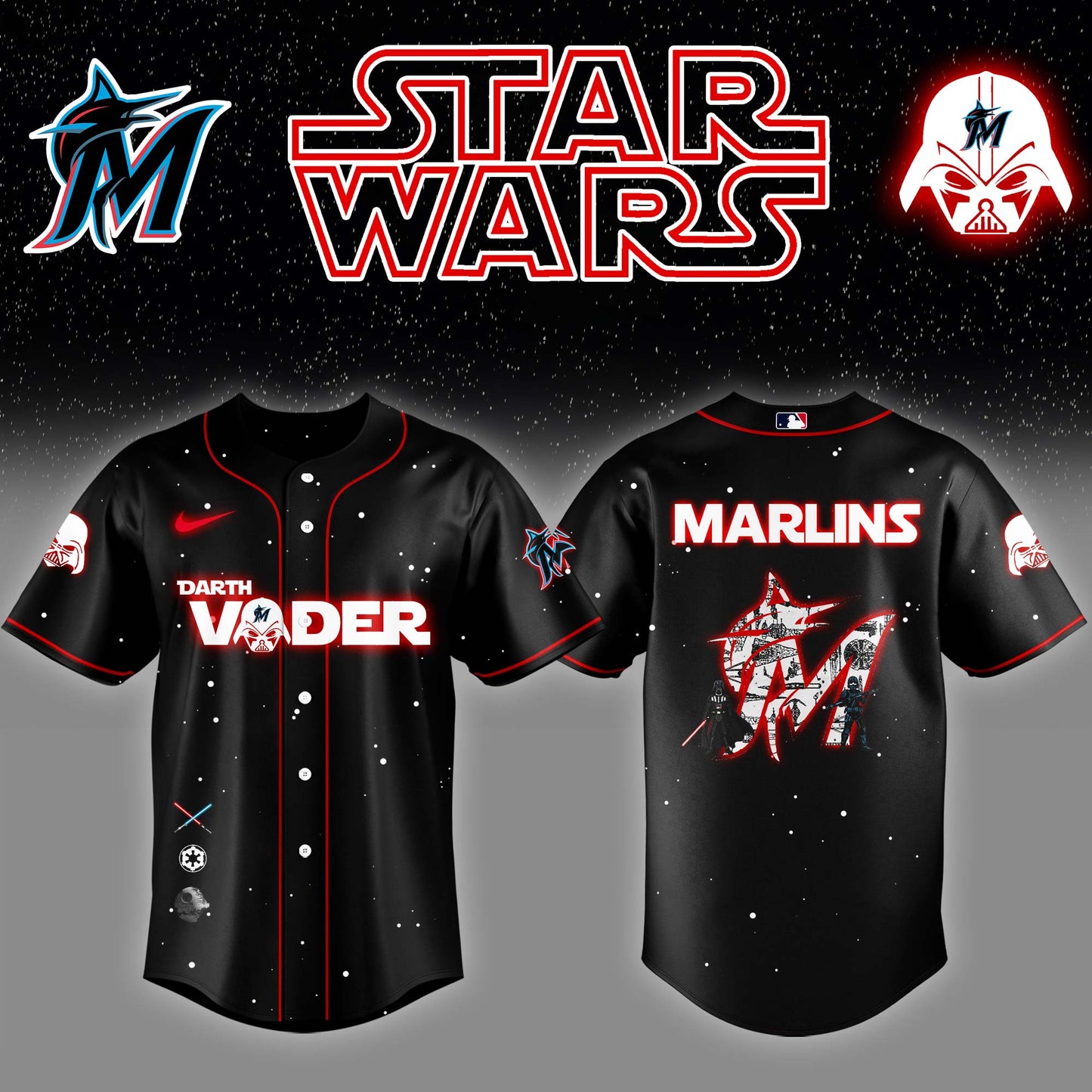 MIA x Stars Wars Darth Vader Night Baseball Jersey Editions Limited v2 - Printed