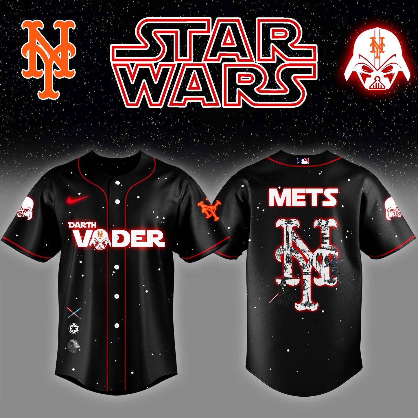 NYM x Stars Wars Darth Vader Night Baseball Jersey Editions Limited v2 - Printed