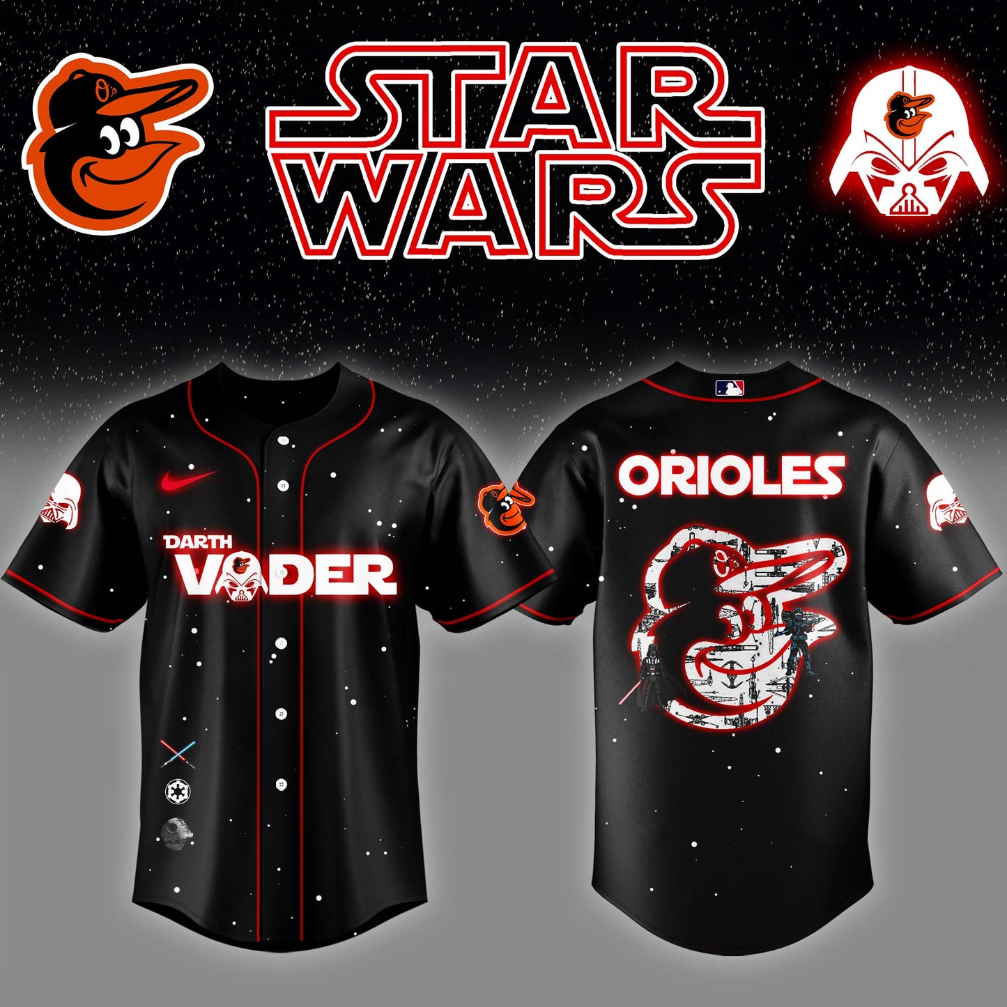 BAL x Stars Wars Darth Vader Night Baseball Jersey Editions Limited v2 - Printed