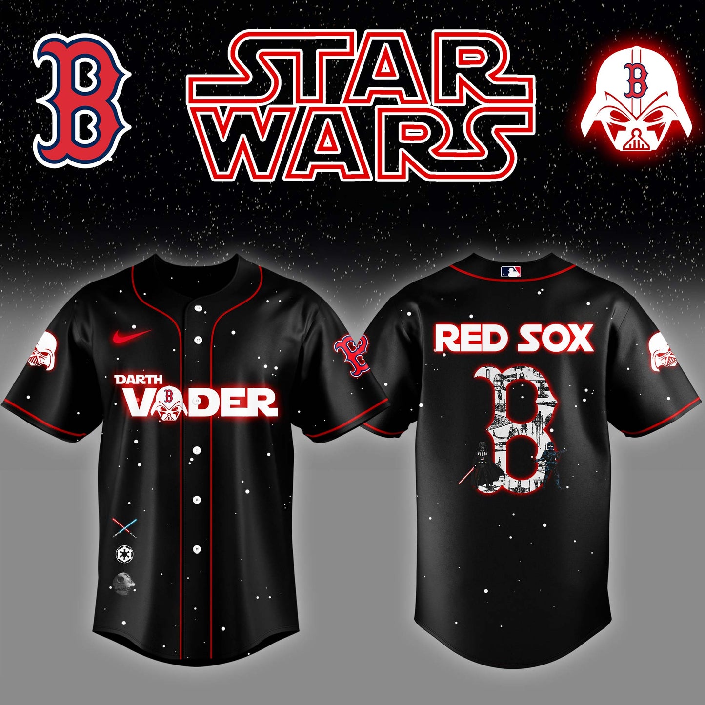 BOS x Stars Wars Darth Vader Night Baseball Jersey Editions Limited v2 - Printed