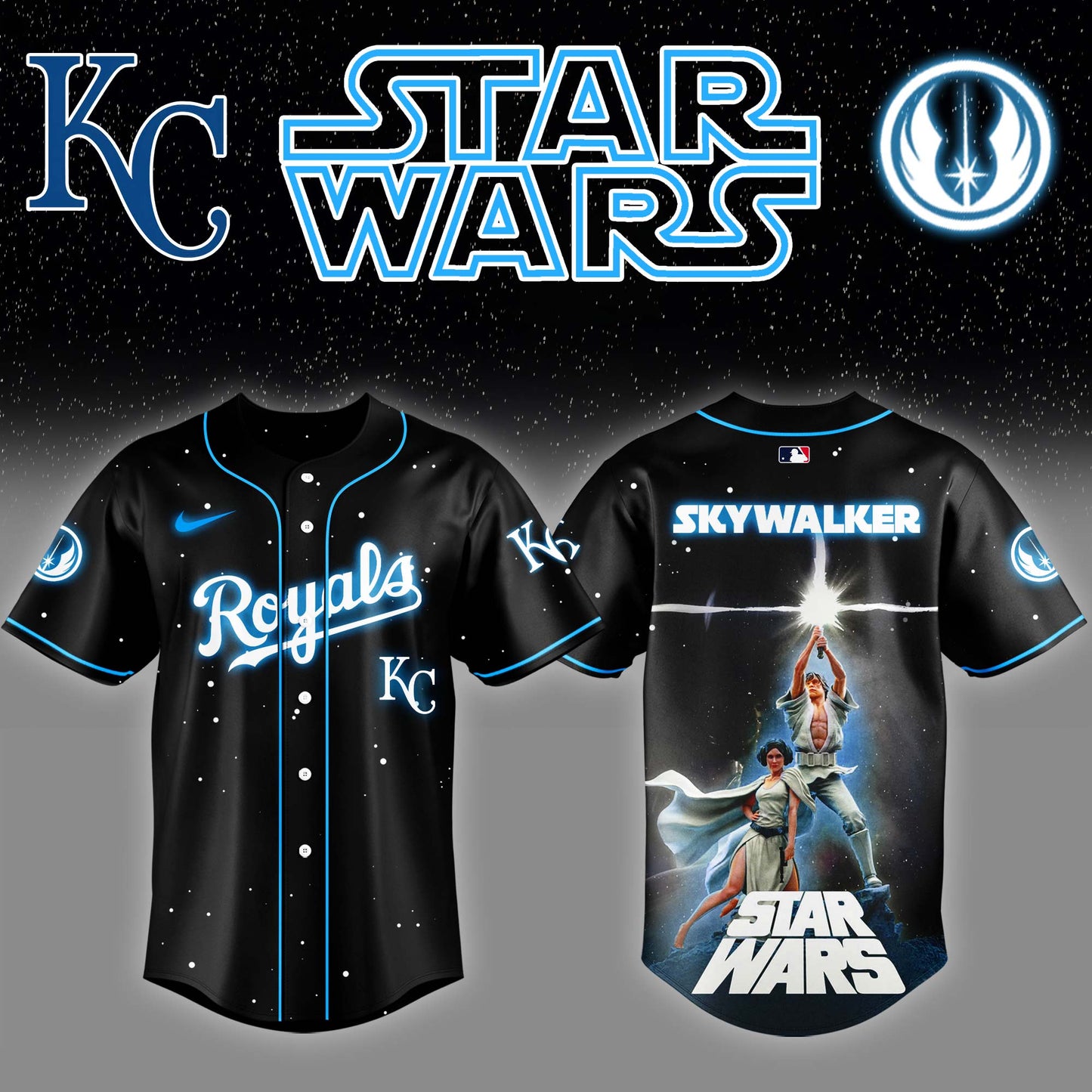 KC x Stars Wars Luke Skywalker Game Night Baseball Jersey Editions Limited v4 - Printed