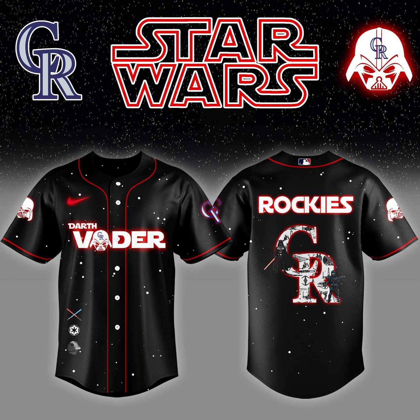 COL x Stars Wars Darth Vader Night Baseball Jersey Editions Limited v2 - Printed