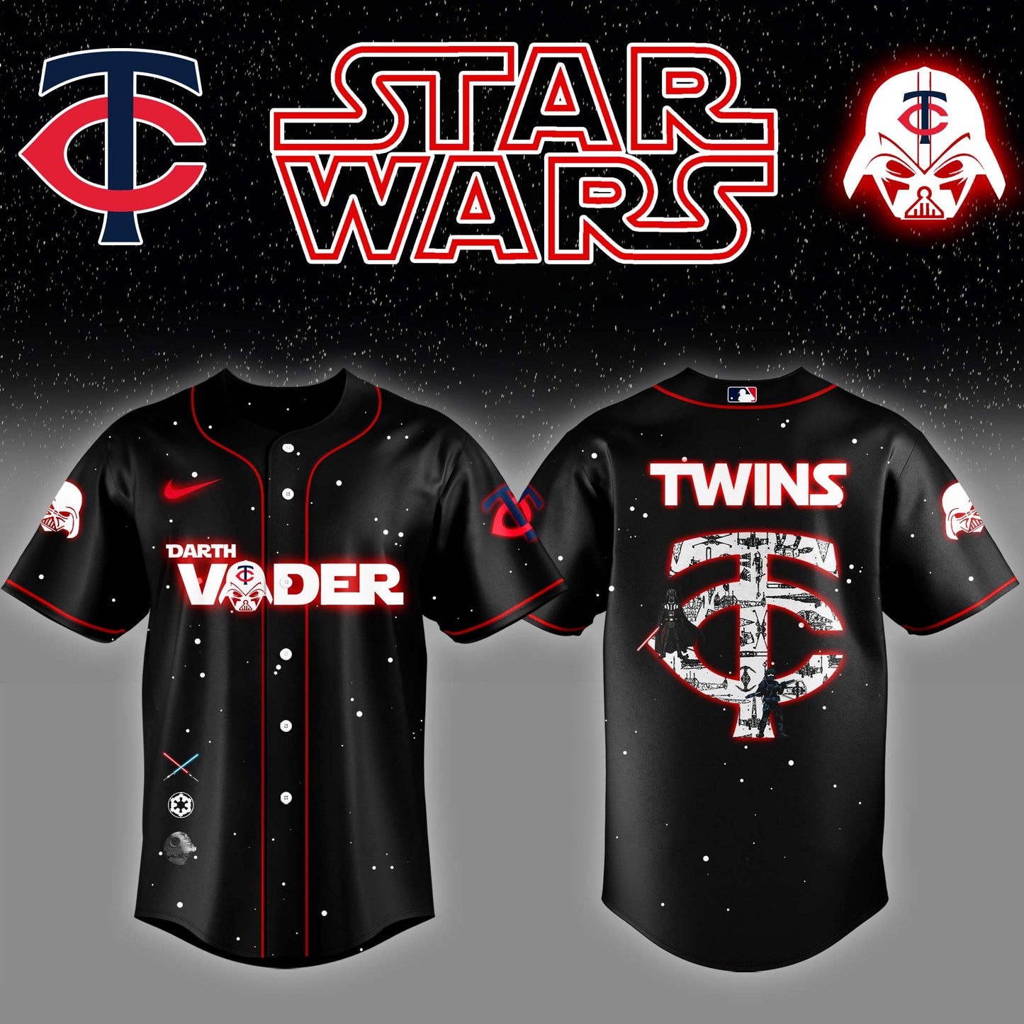 MIN x Stars Wars Darth Vader Night Baseball Jersey Editions Limited v2  - Printed