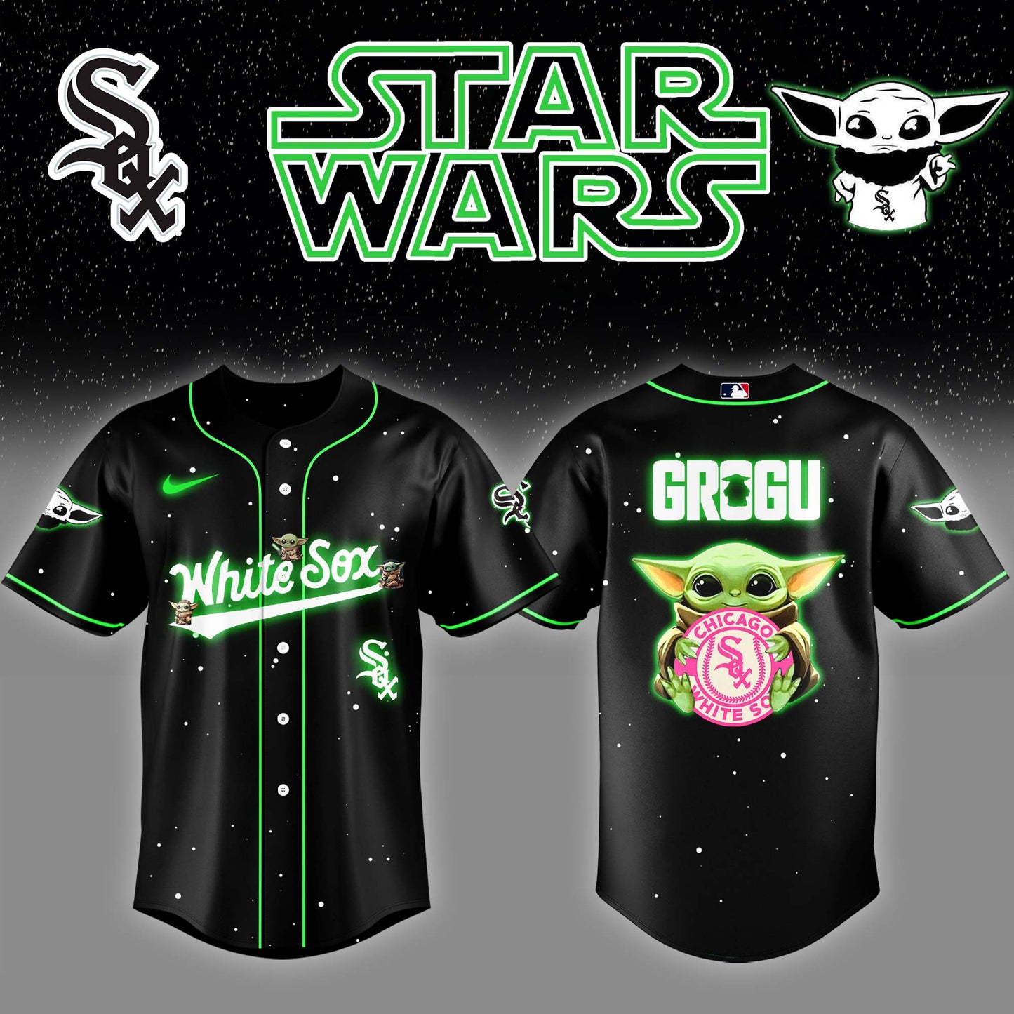 Chicago White Sox x Stars Wars Grogu Night Baseball Jersey Editions Limited v3 - Printed