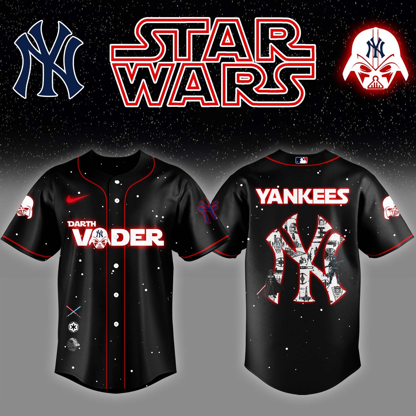 NYY x Stars Wars Darth Vader Night Baseball Jersey Editions Limited v2 - Printed
