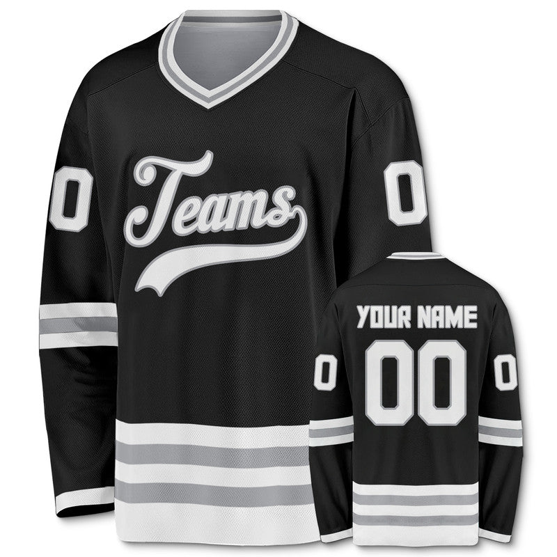 Custom Black White Authentic Hockey Jersey3