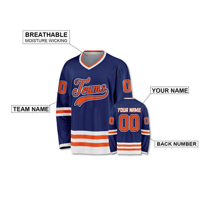 Custom Royal Orange-White Authentic Hockey Jersey