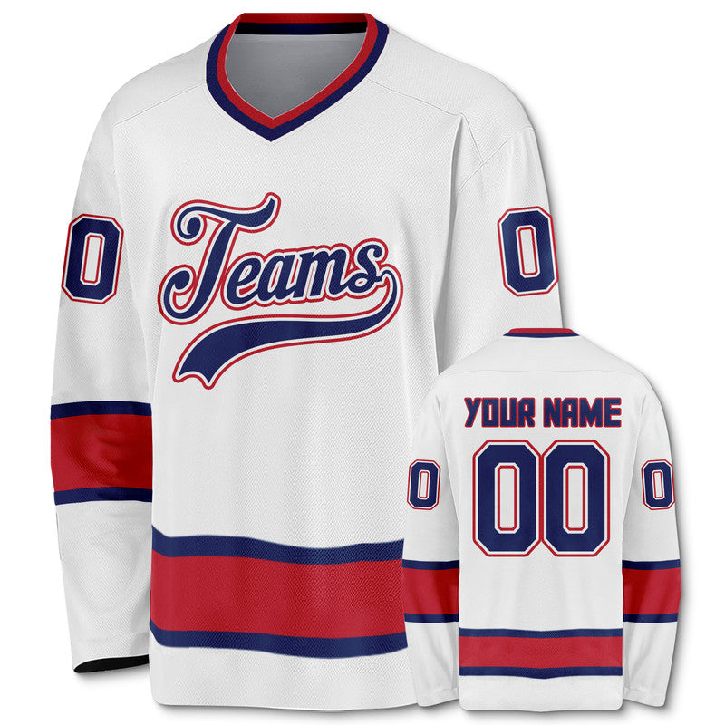 Custom White Royal-Red Authentic Hockey Jersey1