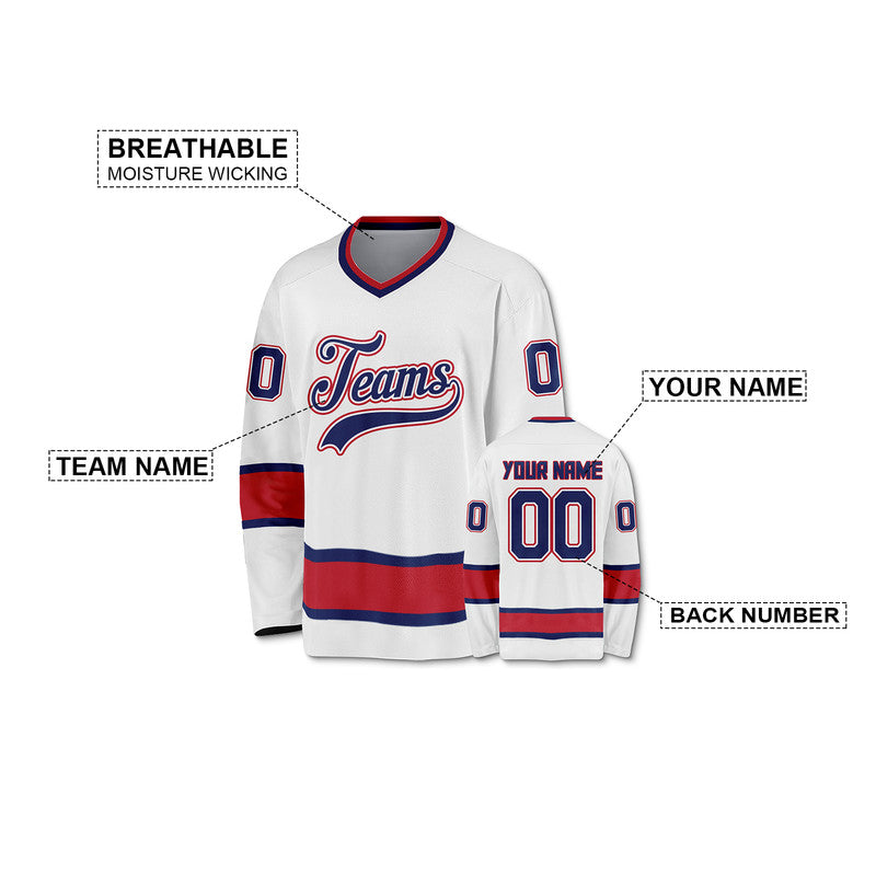 Custom White Royal-Red Authentic Hockey Jersey1