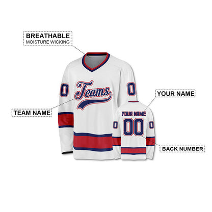 Custom White Royal-Red Authentic Hockey Jersey1
