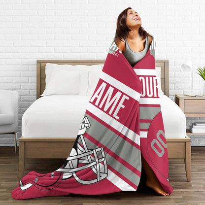 Custom Football Ohio Fleece Throw Blanket With Name Number for Fans Gifts