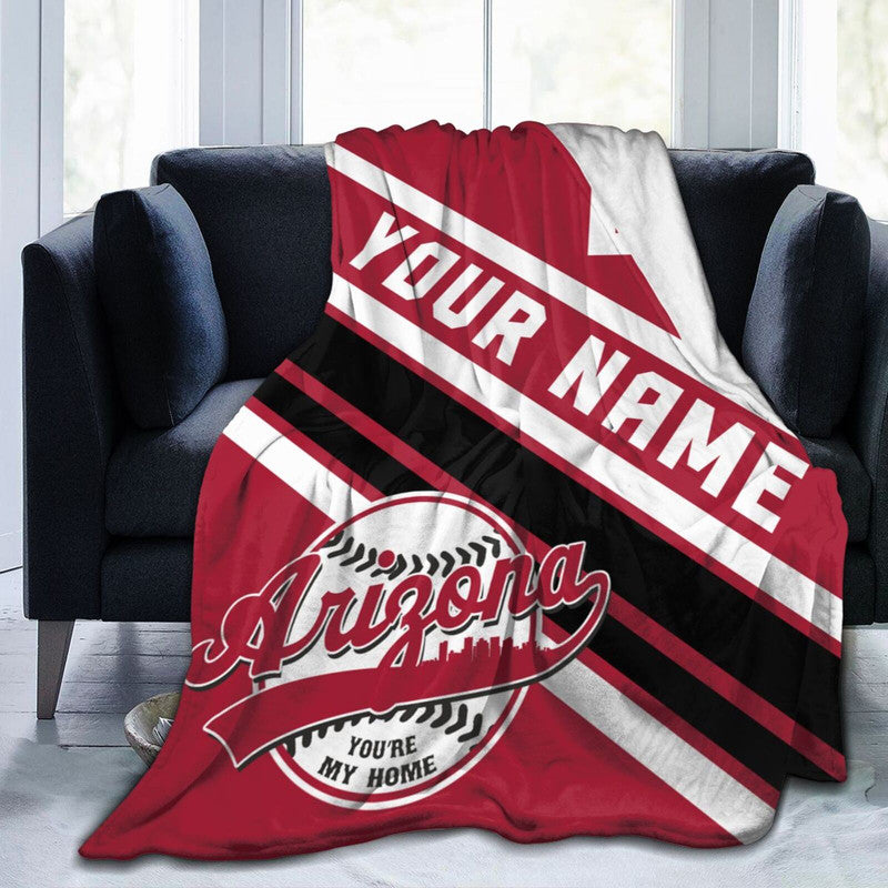 Custom Baseball Arizona Fleece Throw Blanket With Name Number for Fans Gifts